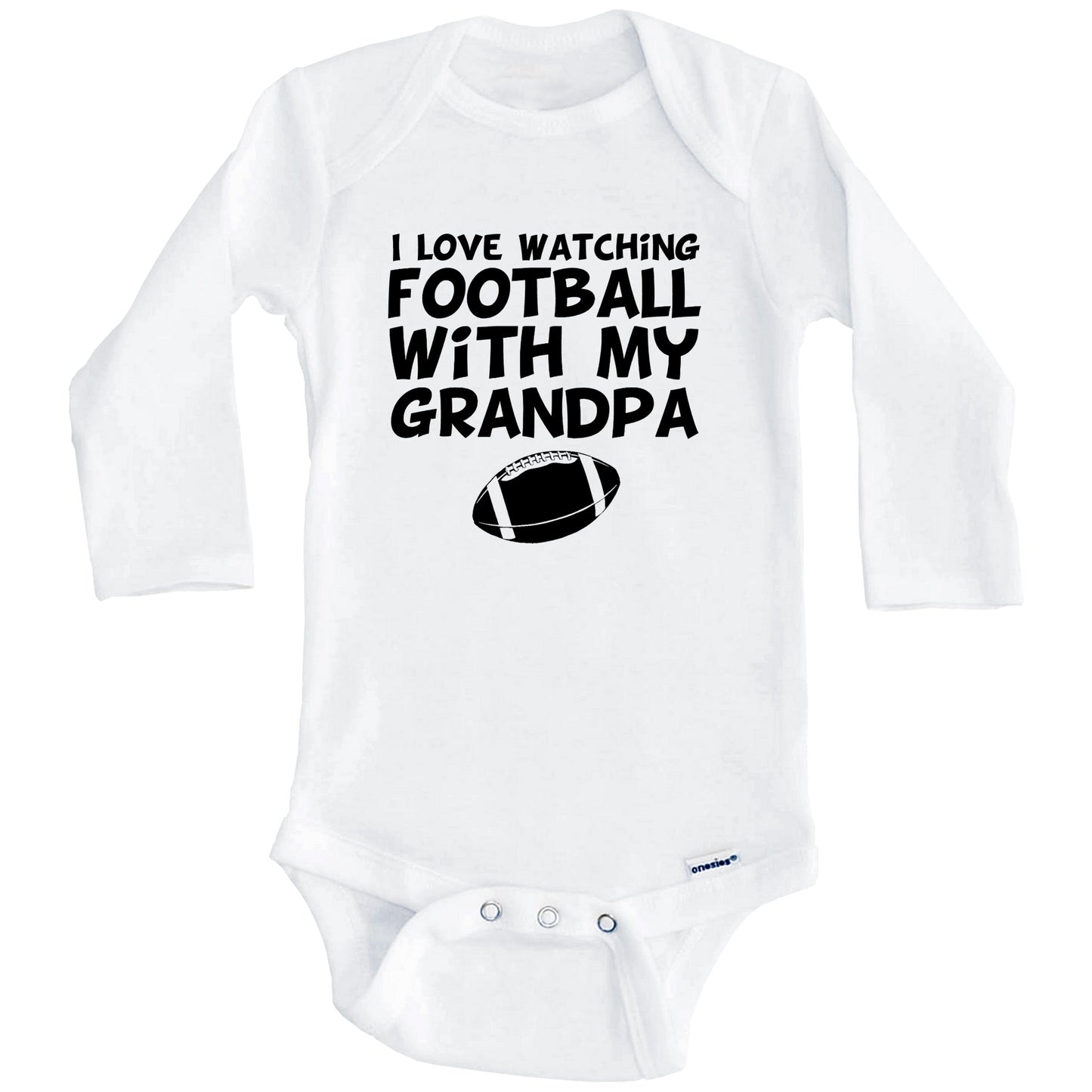 I Love Watching Football With My Grandpa Baby Onesie (Long Sleeves)