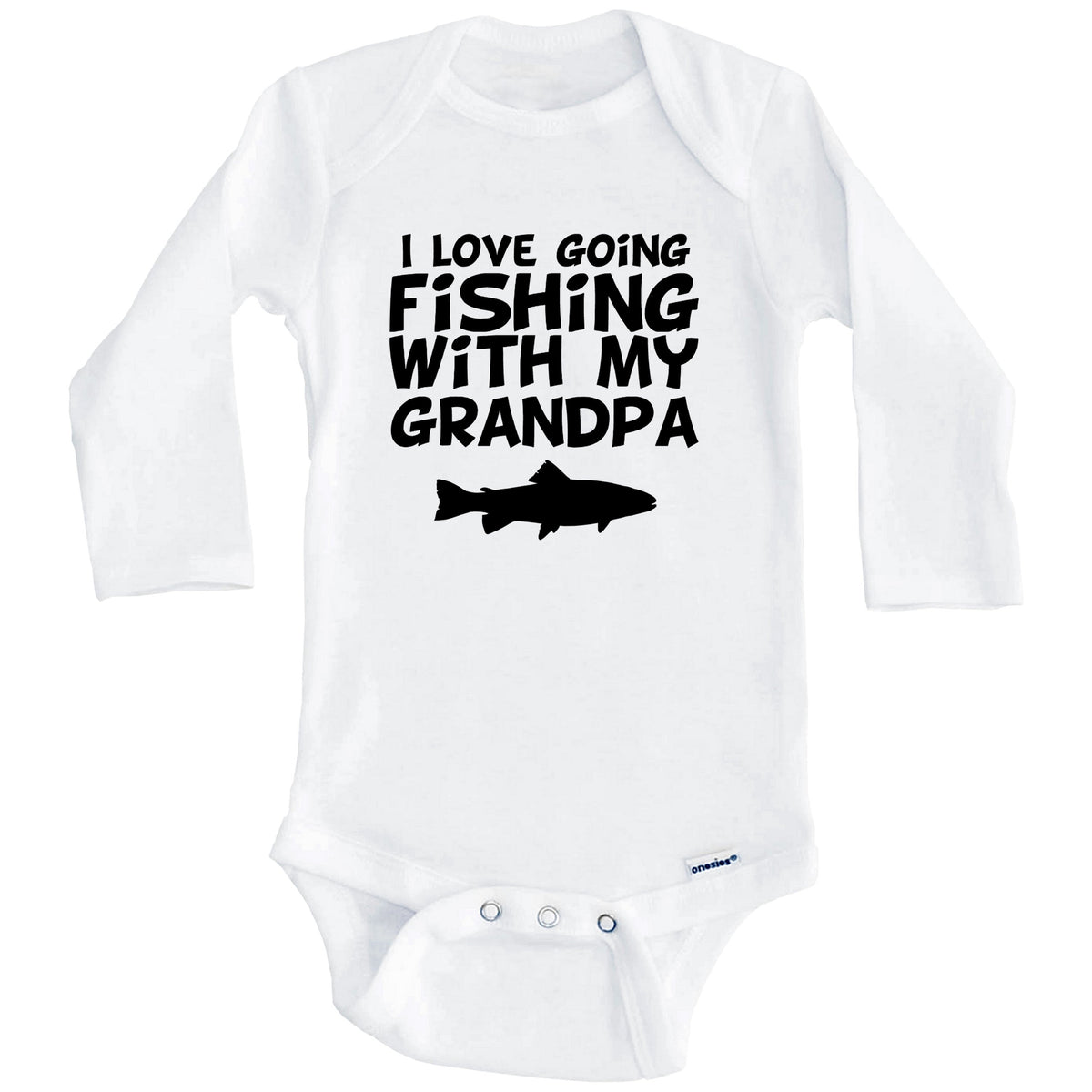 I Love Going Fishing With My Grandpa Baby Onesie (Long Sleeves)