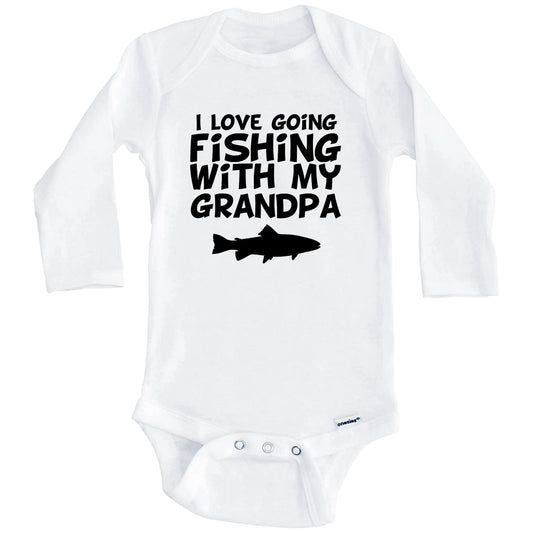 I Love Going Fishing With My Grandpa Baby Onesie (Long Sleeves)