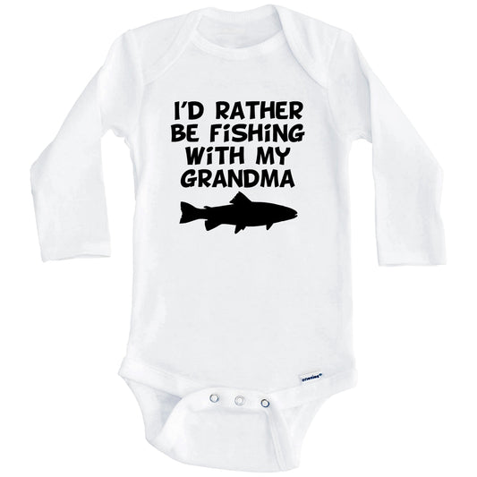 I'd Rather Be Fishing With My Grandma Baby Onesie (Long Sleeves)