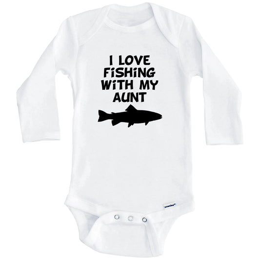 I Love Fishing With My Aunt Baby Onesie (Long Sleeves)