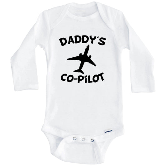 Daddy's Co-Pilot Cute Airplane Baby Onesie (Long Sleeves)