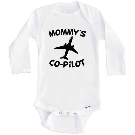 Mommy's Co-Pilot Cute Airplane Baby Onesie (Long Sleeves)