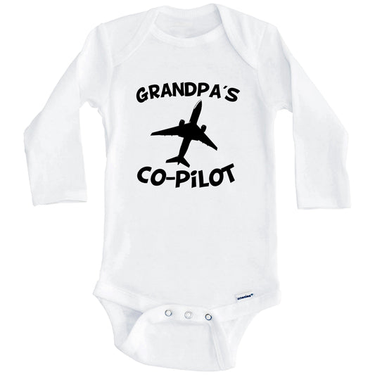 Grandpa's Co-Pilot Cute Airplane Baby Onesie (Long Sleeves)