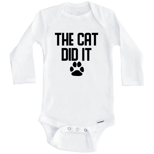 The Cat Did It Funny Baby Onesie (Long Sleeves)