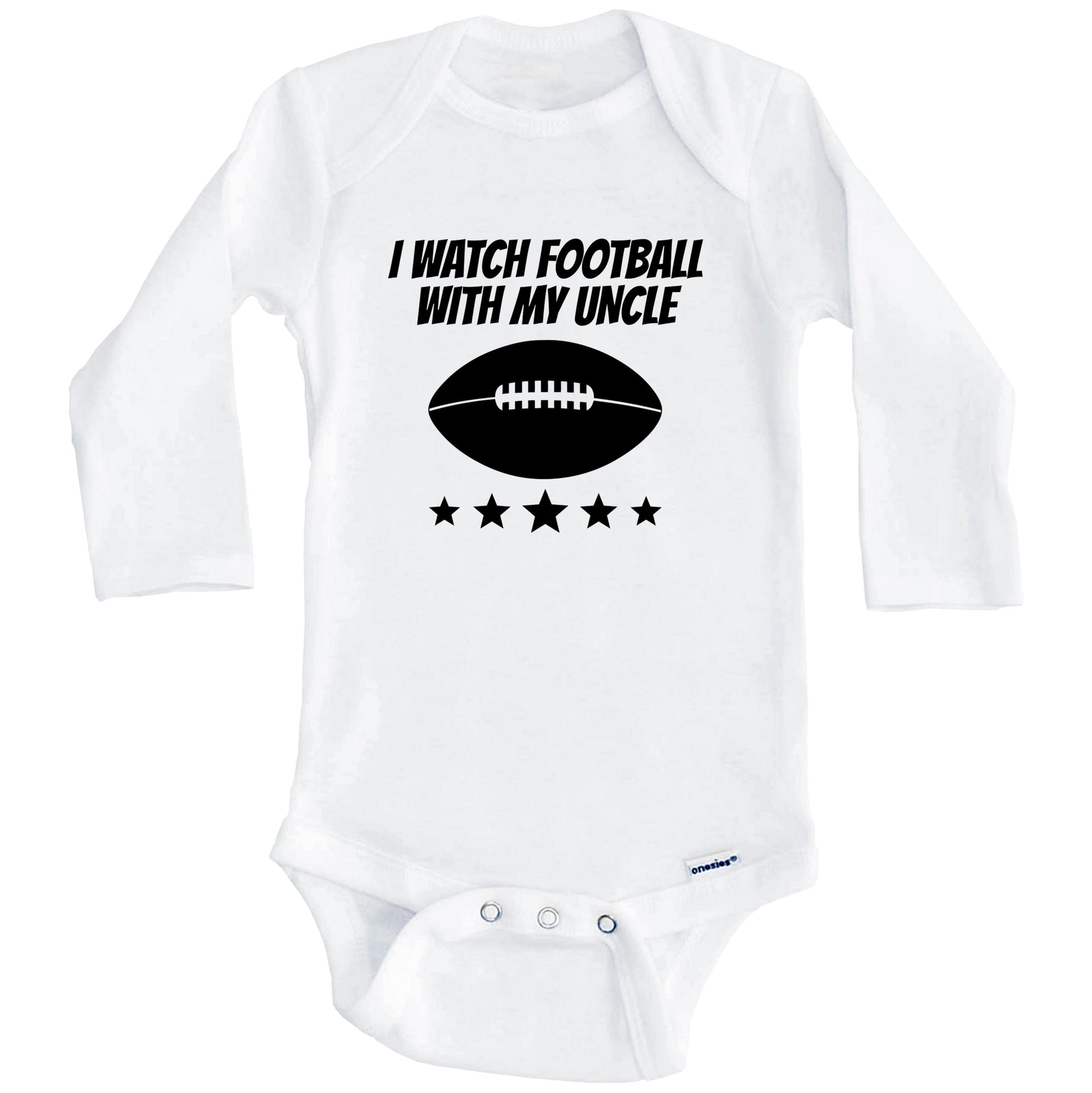 I Watch Football With My Uncle Cute Niece Nephew Baby Onesie (Long Sleeves)