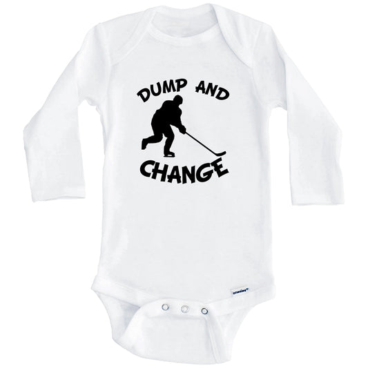 Dump And Change Funny Hockey Baby Onesie (Long Sleeves)
