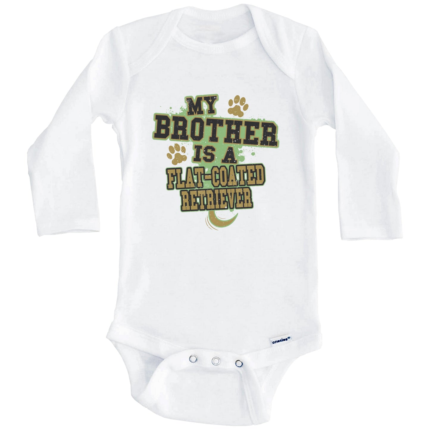 My Brother Is A Flat-Coated Retriever Funny Dog Baby Onesie (Long Sleeves)