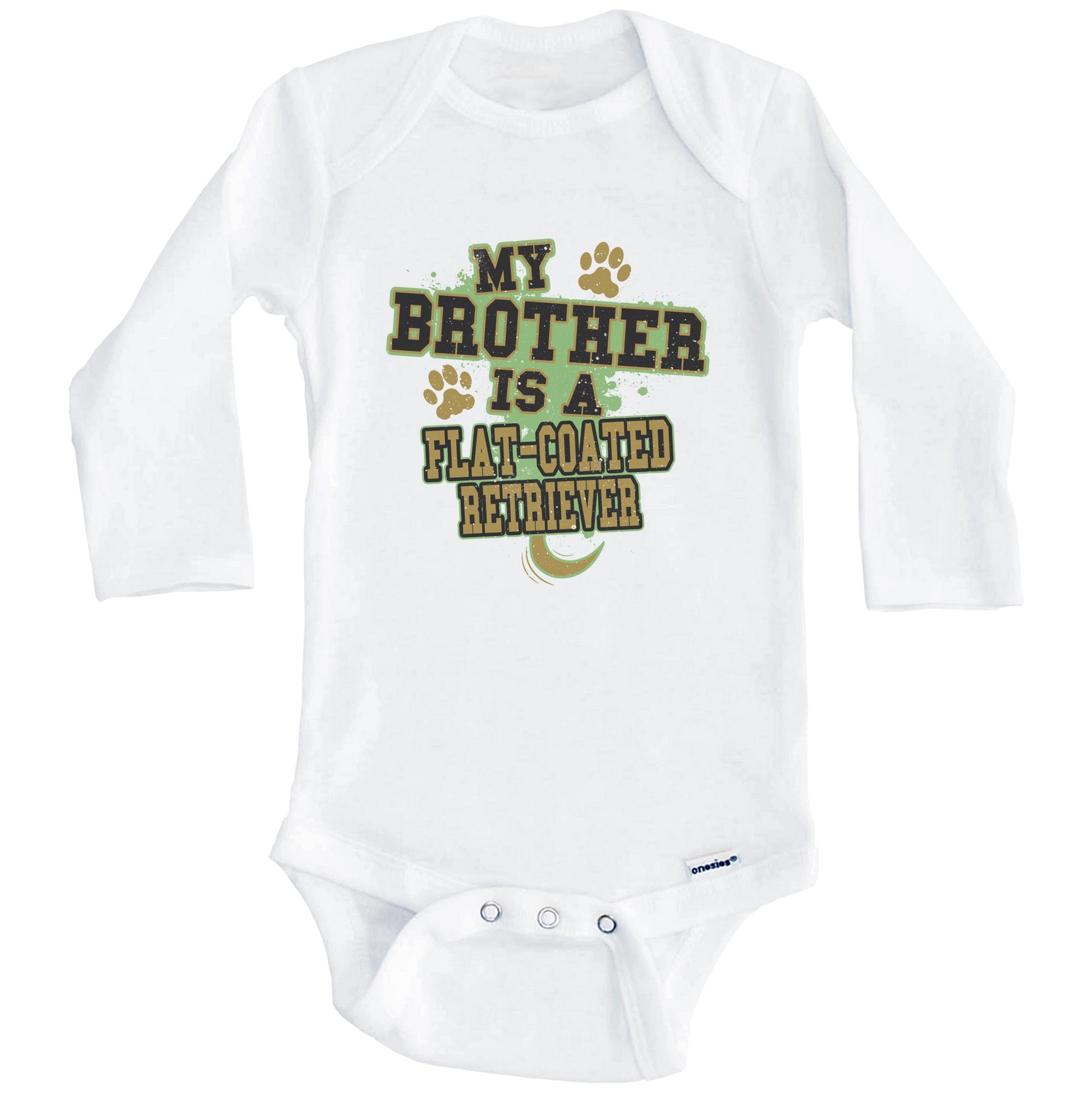 My Brother Is A Flat-Coated Retriever Funny Dog Baby Onesie (Long Sleeves)