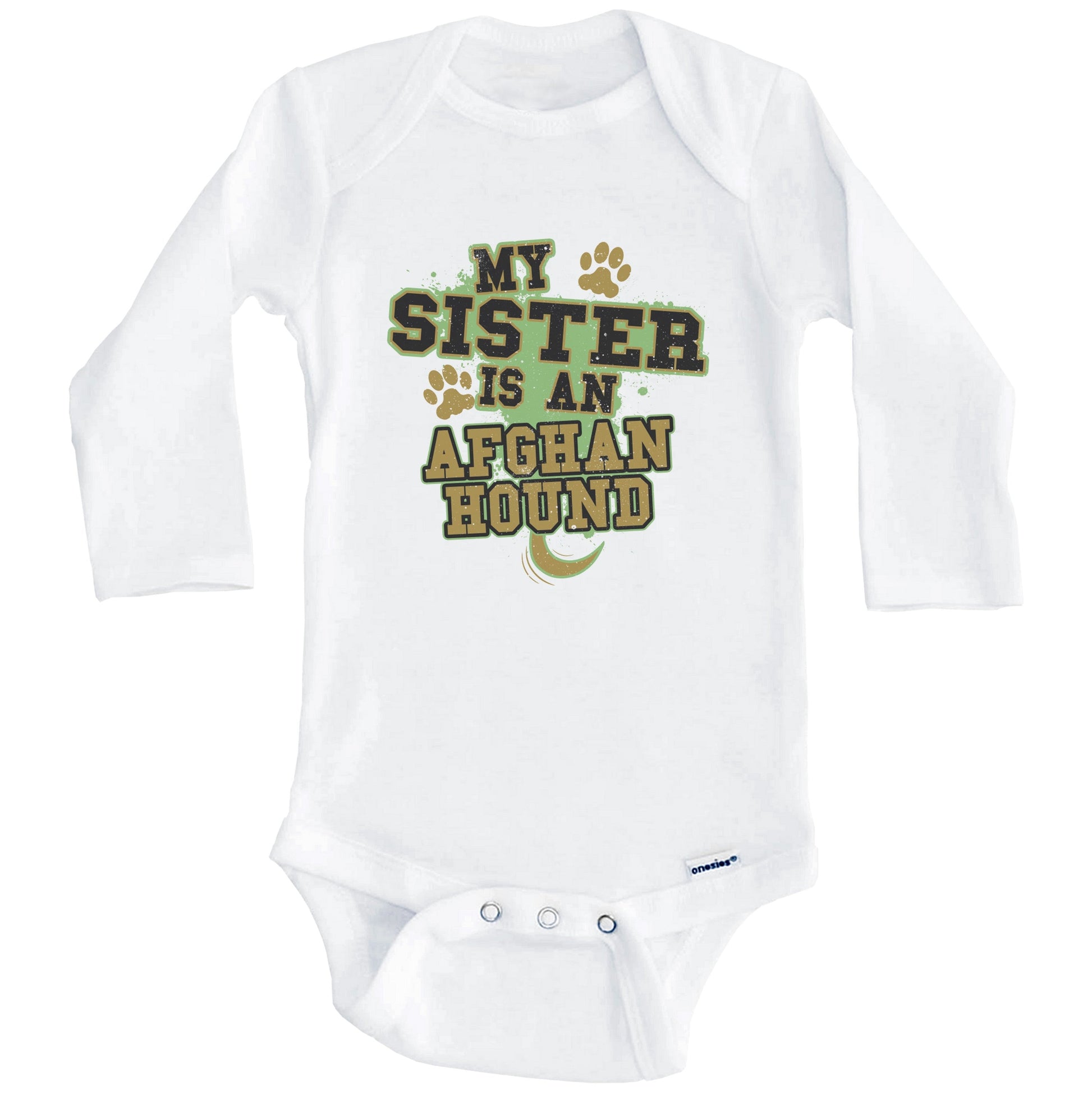 My Sister Is An Afghan Hound Funny Dog Baby Onesie (Long Sleeves)