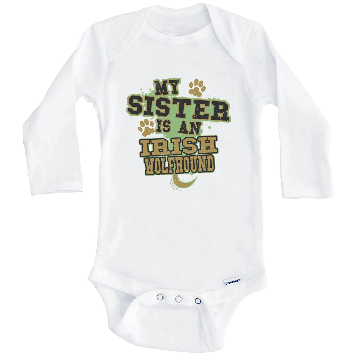 My Sister Is An Irish Wolfhound Funny Dog Baby Onesie (Long Sleeves)
