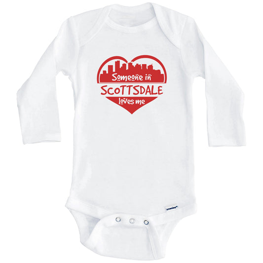 Someone in Scottsdale Loves Me Scottsdale Arizona Skyline Heart Baby Onesie (Long Sleeves)
