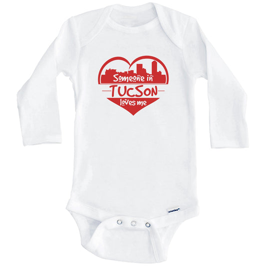 Someone in Tucson Loves Me Tucson Arizona Skyline Heart Baby Onesie (Long Sleeves)