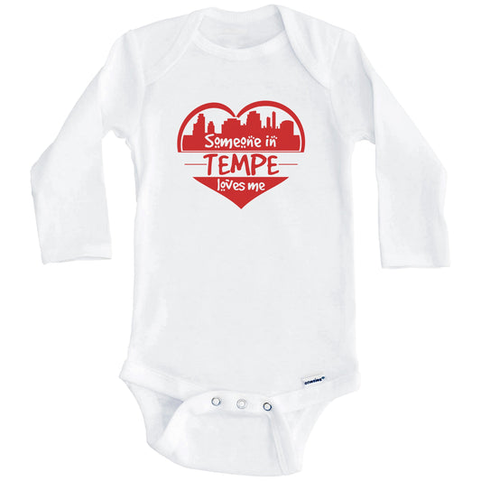 Someone in Tempe Loves Me Tempe Arizona Skyline Heart Baby Onesie (Long Sleeves)