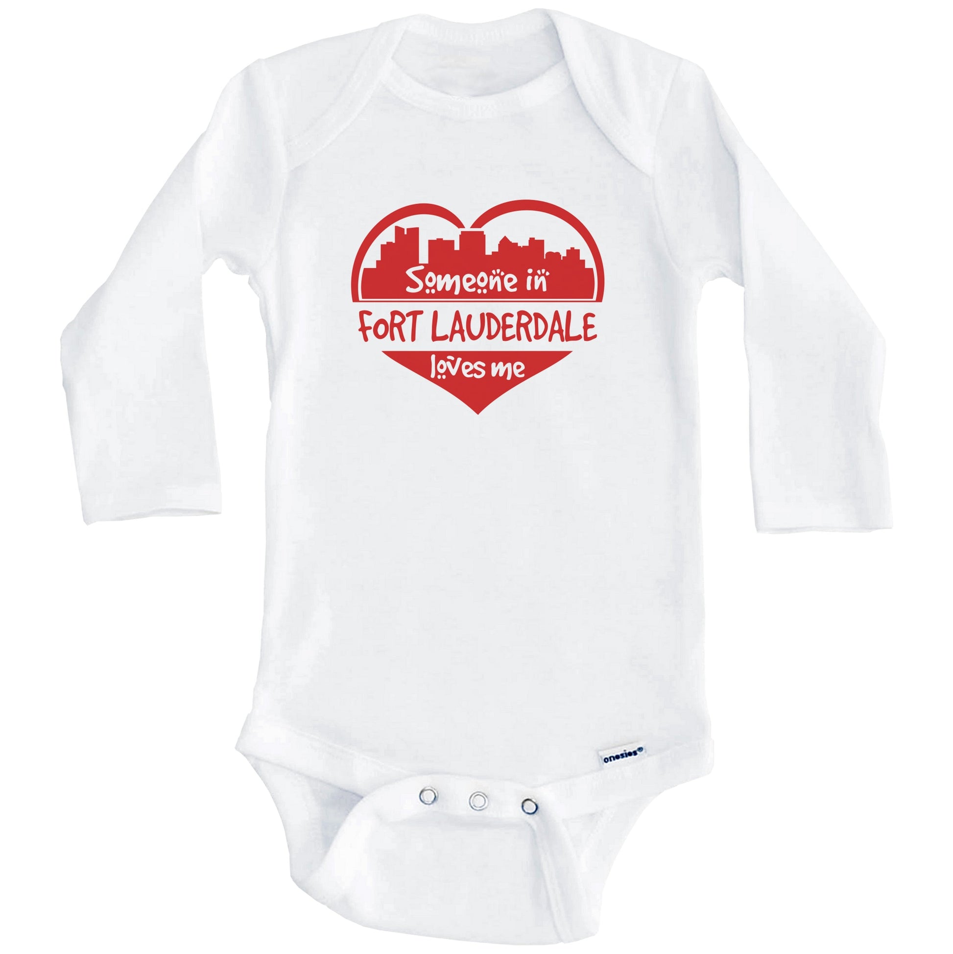 Someone in Fort Lauderdale Loves Me Fort Lauderdale Florida Skyline Heart Baby Onesie (Long Sleeves)