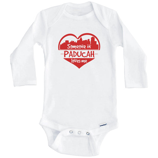 Someone in Paducah Loves Me Paducah Kentucky Skyline Heart Baby Onesie (Long Sleeves)