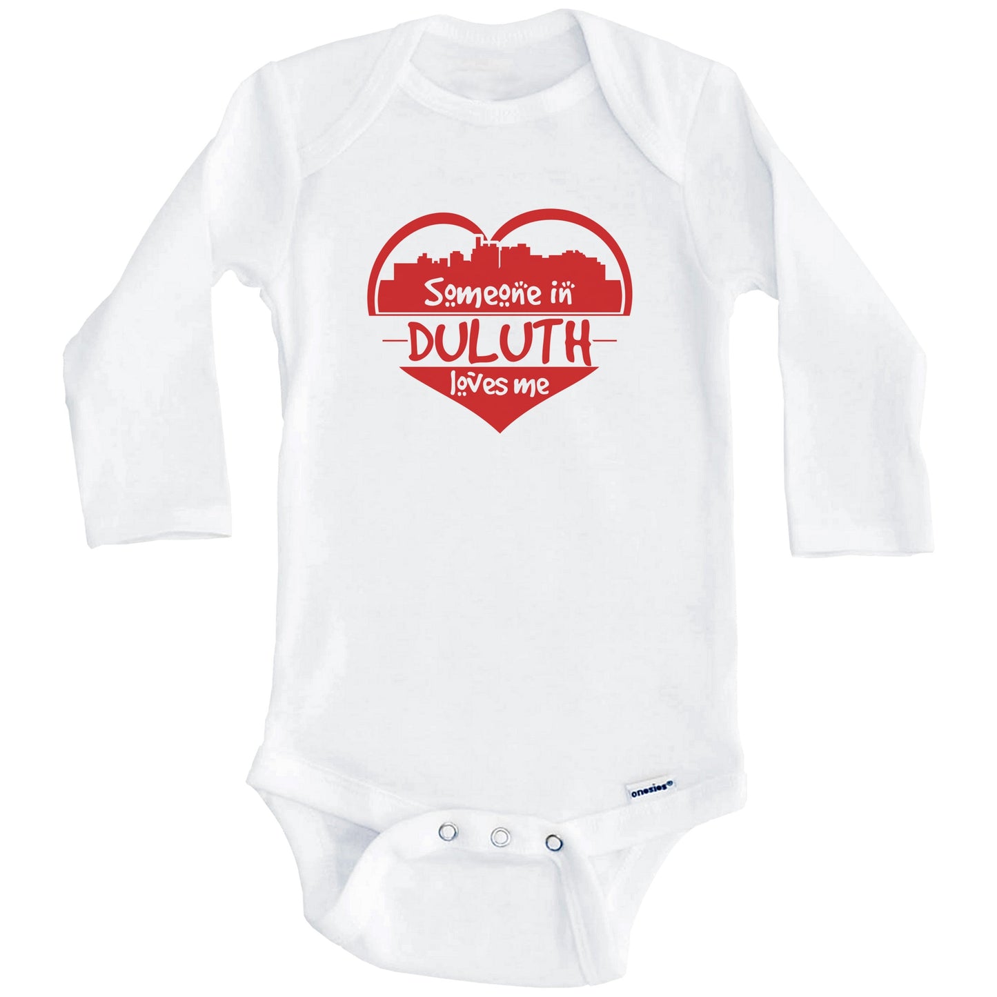 Someone in Duluth Loves Me Duluth Minnesota Skyline Heart Baby Onesie (Long Sleeves)