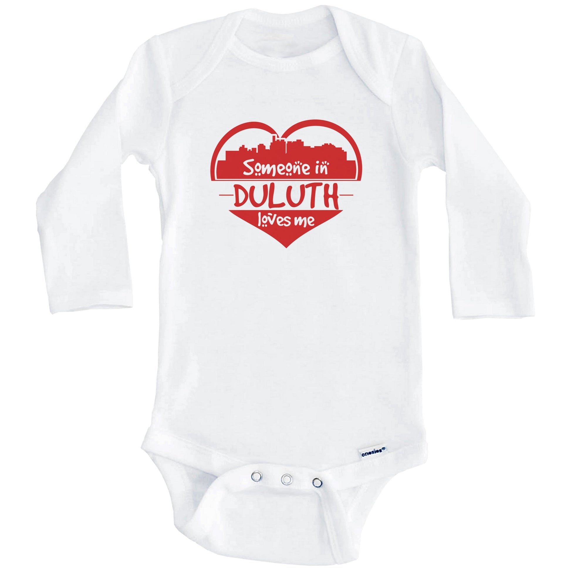 Someone in Duluth Loves Me Duluth Minnesota Skyline Heart Baby Onesie (Long Sleeves)