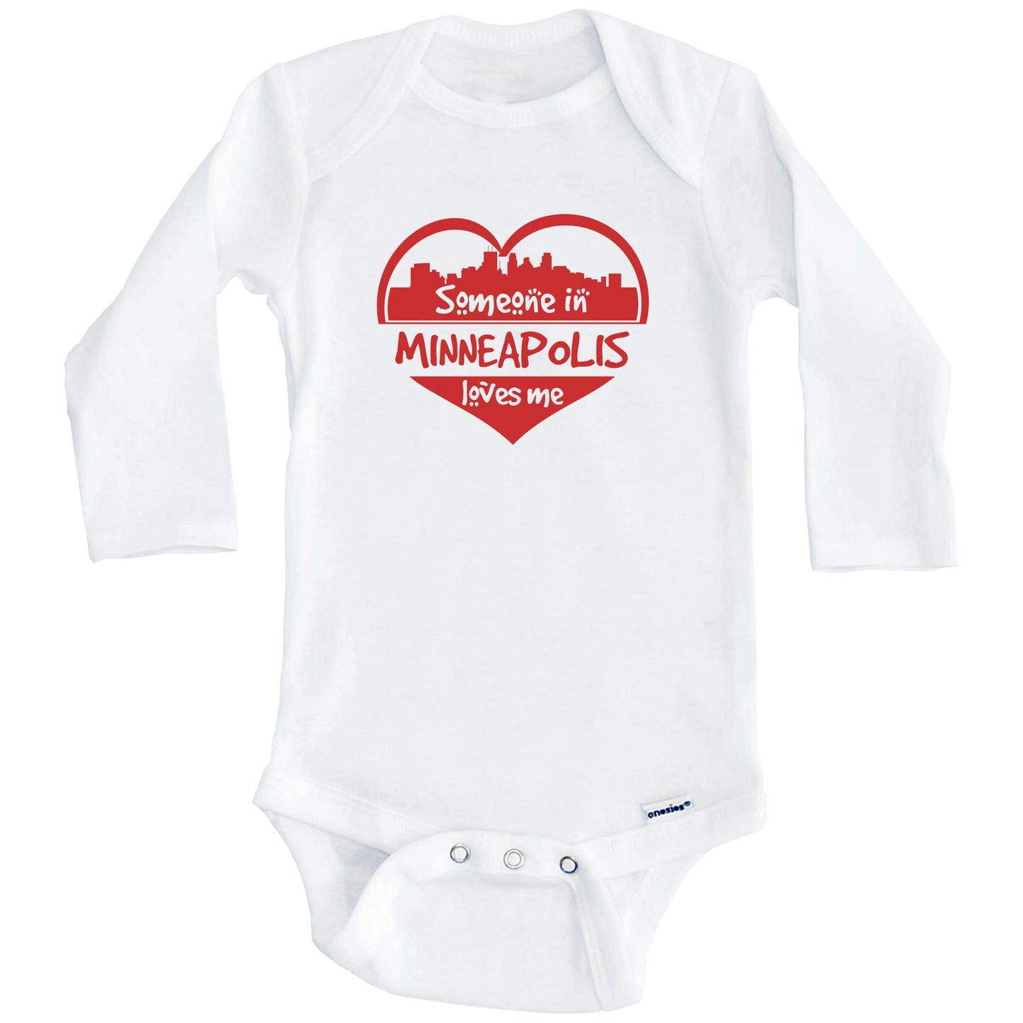 Someone in Minneapolis Loves Me Minneapolis Minnesota Skyline Heart Baby Onesie (Long Sleeves)