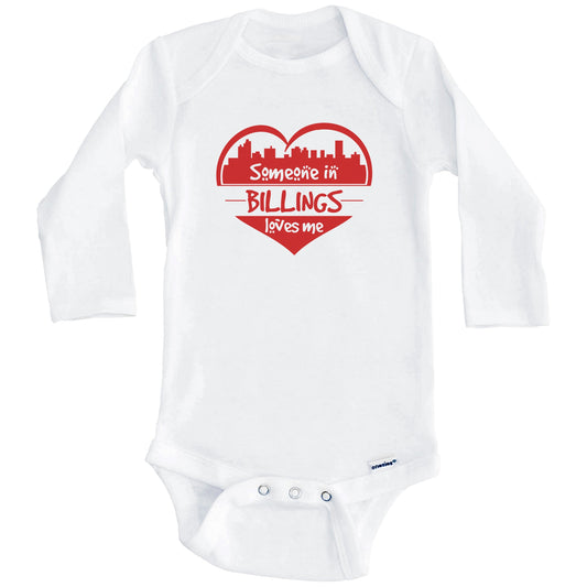 Someone in Billings Loves Me Billings Montana Skyline Heart Baby Onesie (Long Sleeves)