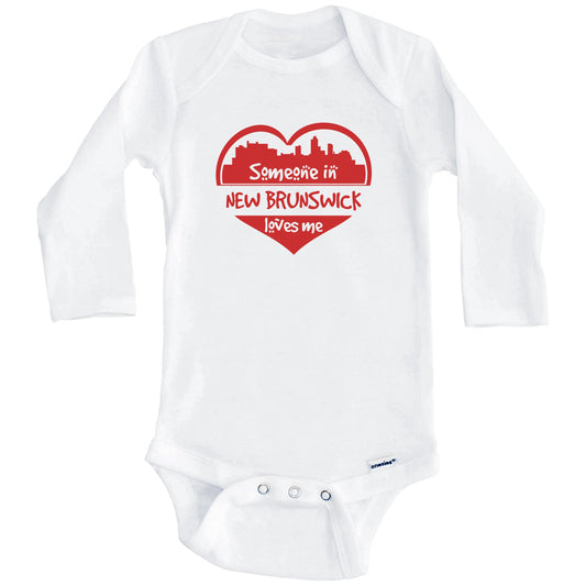 Someone in New Brunswick Loves Me New Brunswick New Jersey Skyline Heart Baby Onesie (Long Sleeves)