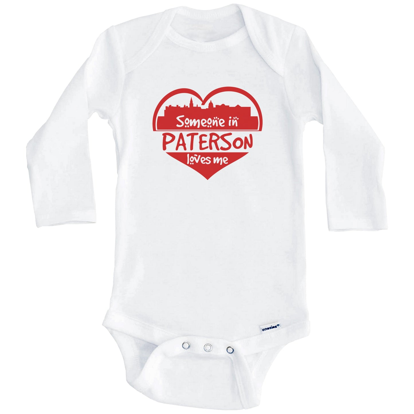 Someone in Paterson Loves Me Paterson New Jersey Skyline Heart Baby Onesie (Long Sleeves)