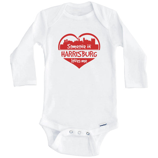 Someone in Harrisburg Loves Me Harrisburg Pennsylvania Skyline Heart Baby Onesie (Long Sleeves)