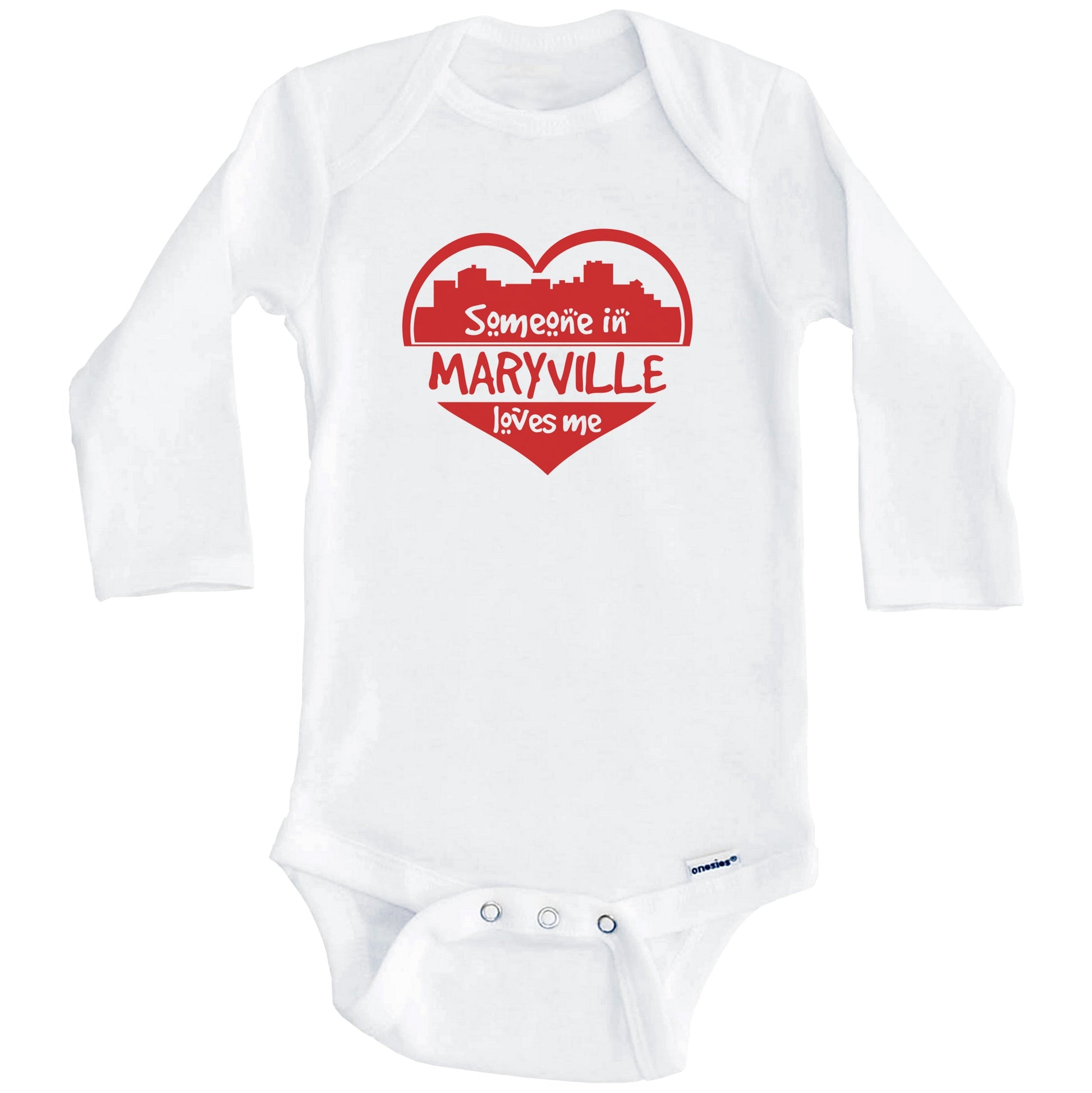 Someone in Maryville Loves Me Maryville Tennessee Skyline Heart Baby Onesie (Long Sleeves)