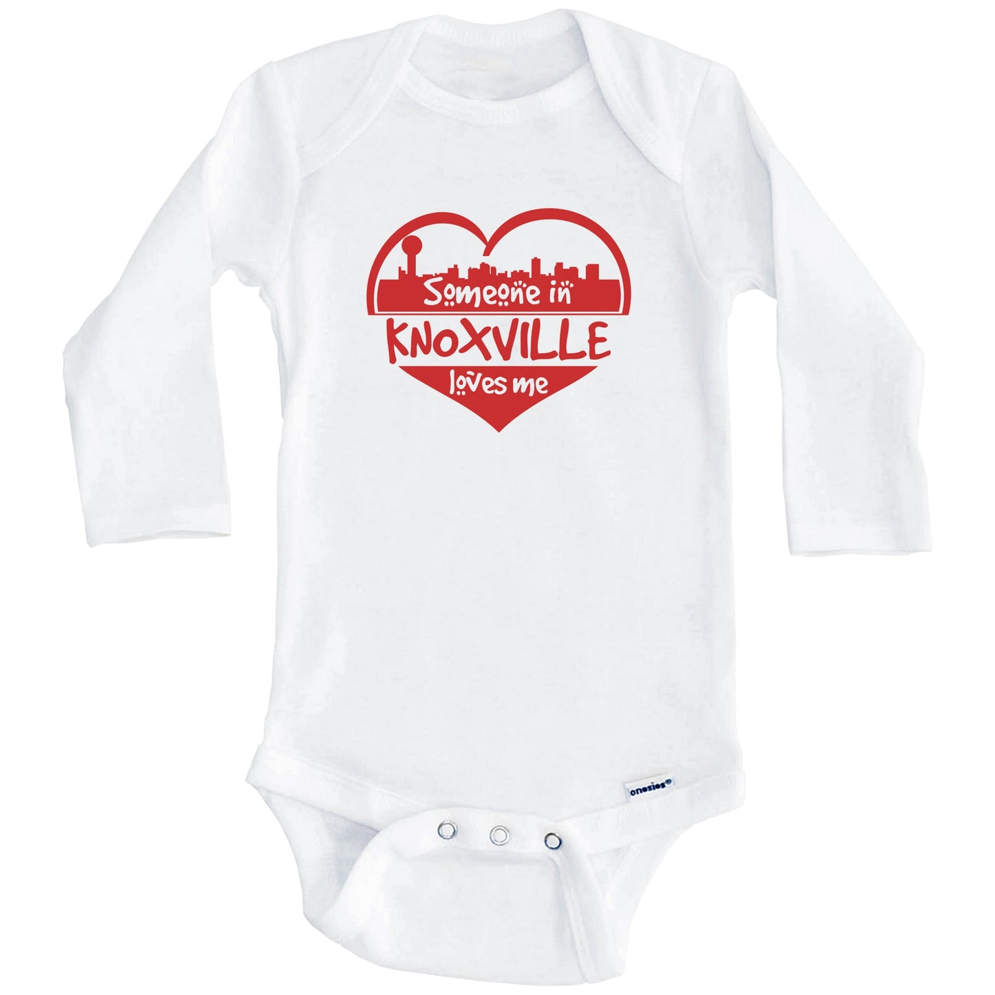 Someone in Knoxville Loves Me Knoxville Tennessee Skyline Heart Baby Onesie (Long Sleeves)