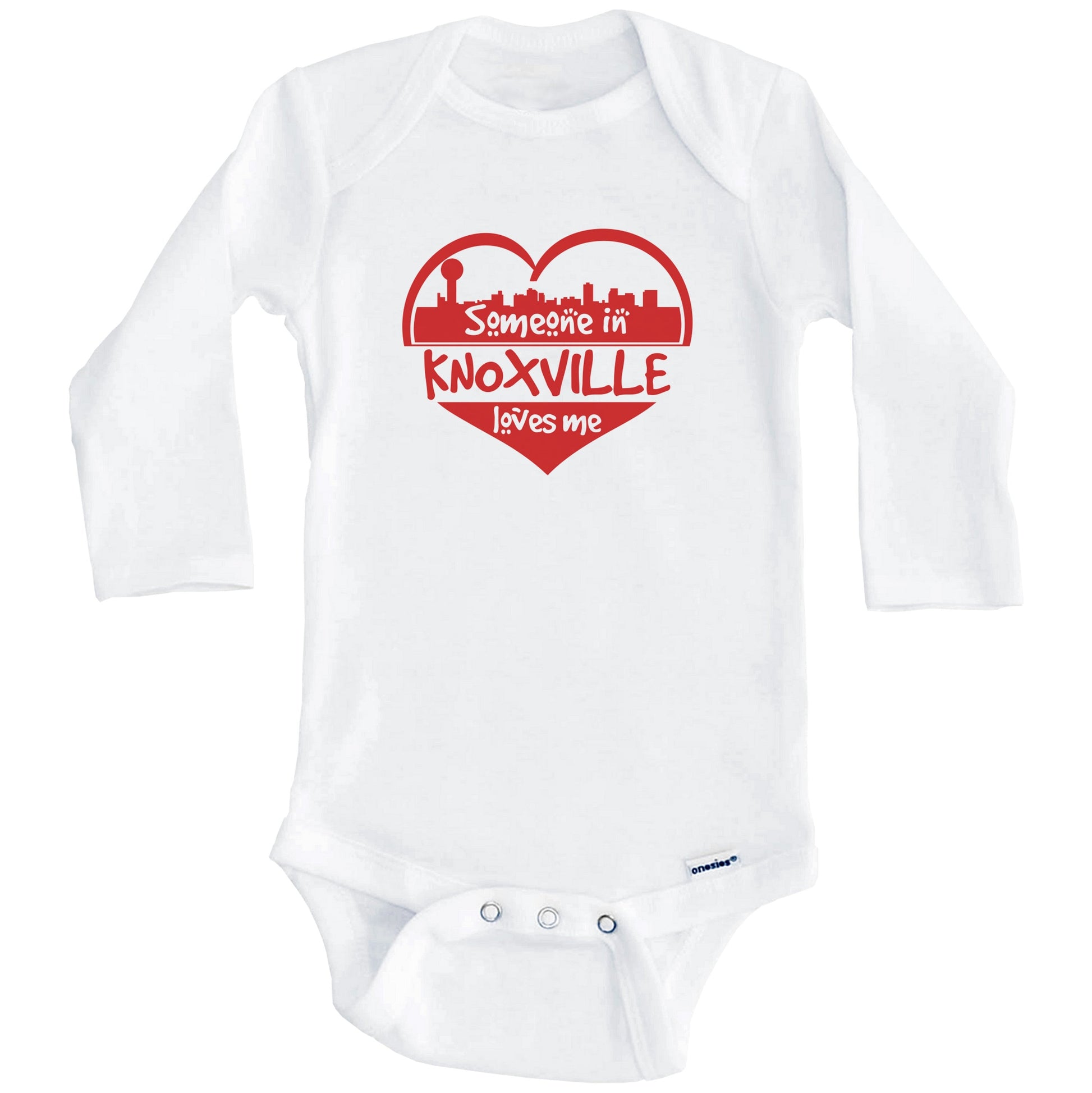 Someone in Knoxville Loves Me Knoxville Tennessee Skyline Heart Baby Onesie (Long Sleeves)