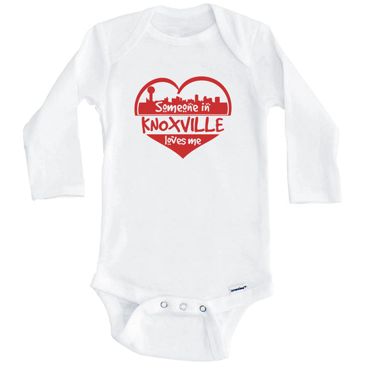 Someone in Knoxville Loves Me Knoxville Tennessee Skyline Heart Baby Onesie (Long Sleeves)