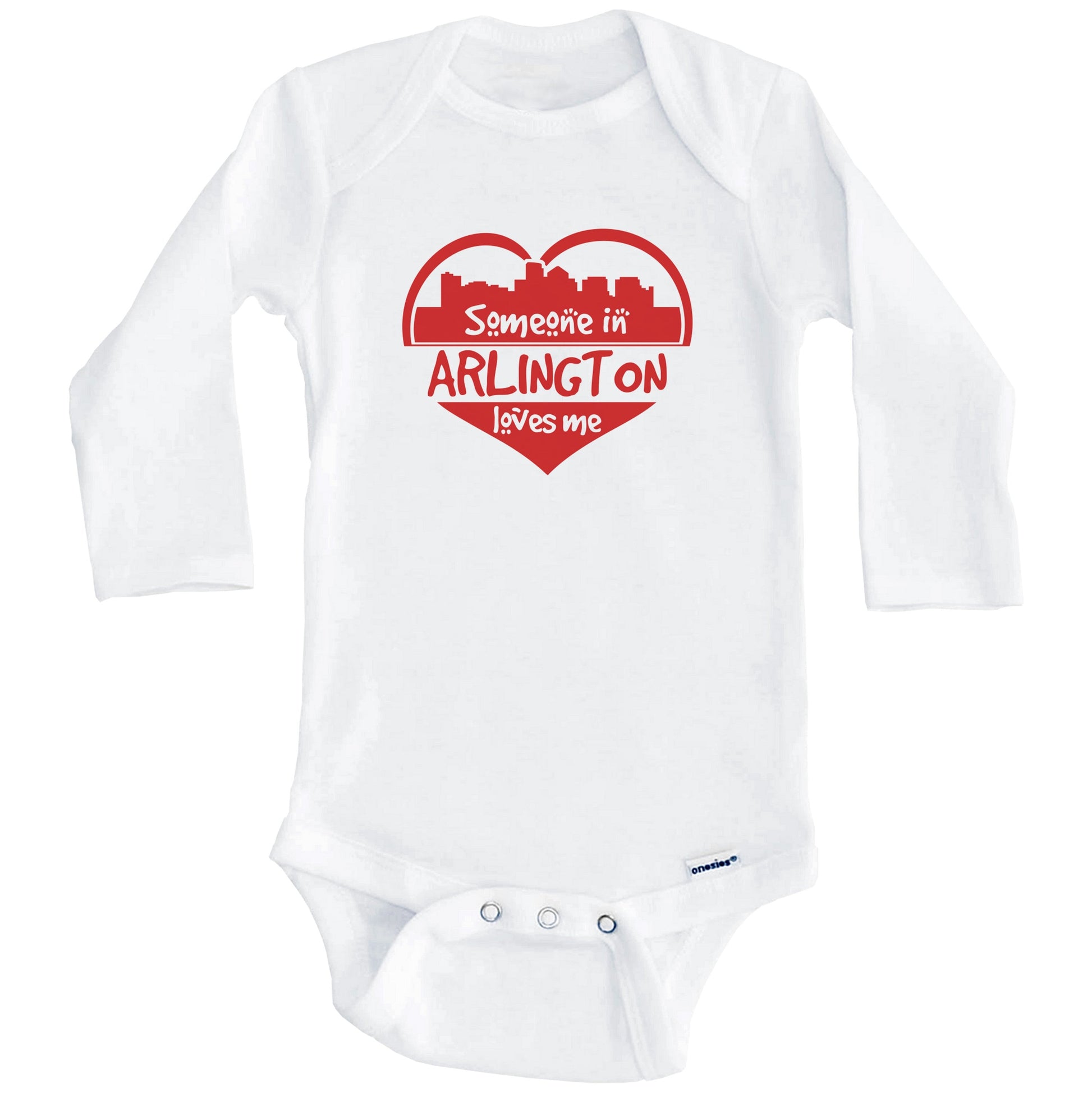 Someone in Arlington Loves Me Arlington Virginia Skyline Heart Baby Onesie (Long Sleeves)