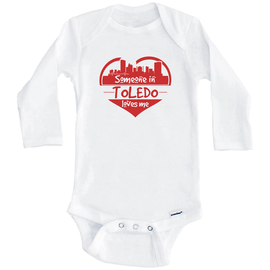 Someone in Toledo Loves Me Toledo Ohio Skyline Heart Baby Onesie (Long Sleeves)