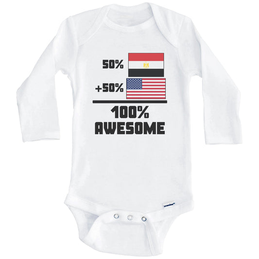 50% Egyptian 50% American 100% Awesome Funny Flag Baby Onesie (Long Sleeves)