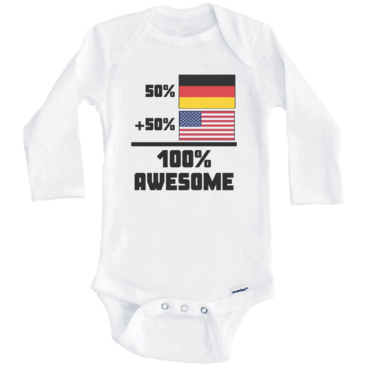 50% German 50% American 100% Awesome Funny Flag Baby Onesie (Long Sleeves)