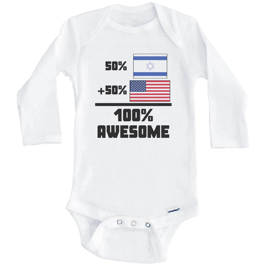 50% Israeli 50% American 100% Awesome Funny Flag Baby Onesie (Long Sleeves)