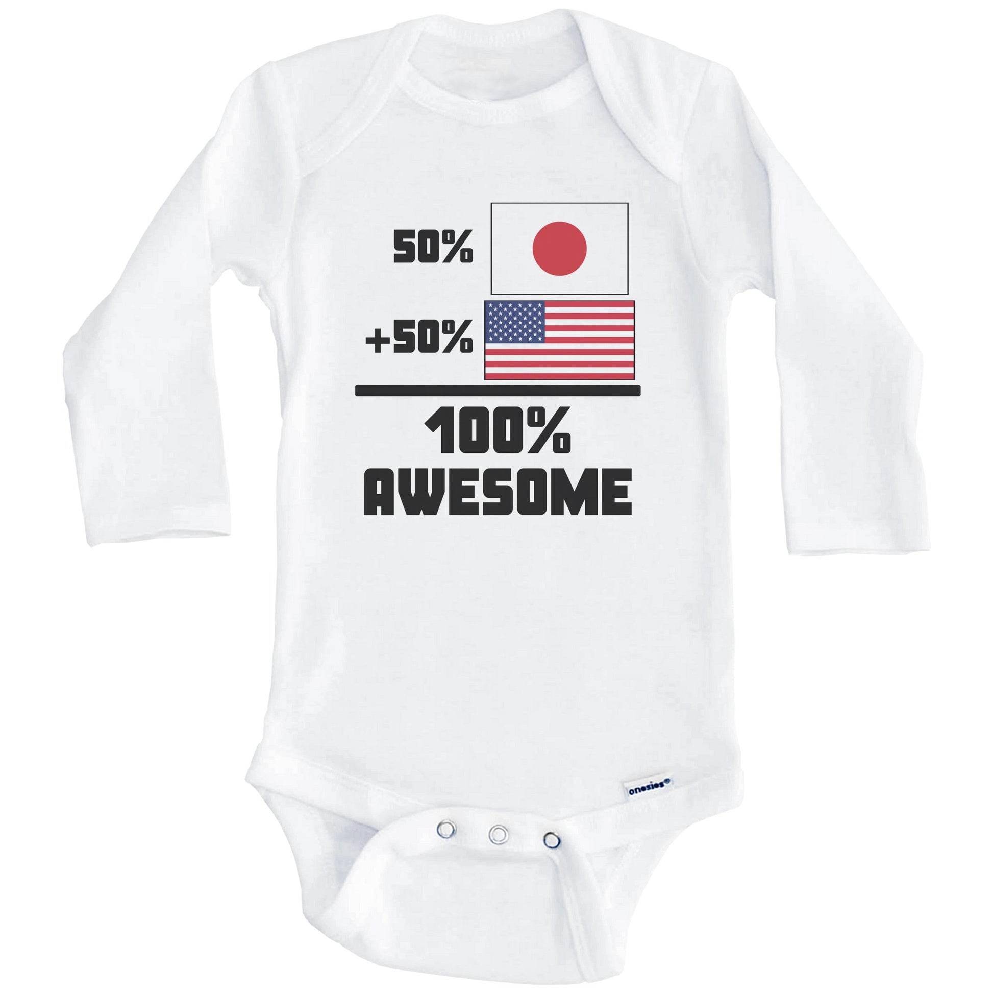 50% Japanese 50% American 100% Awesome Funny Flag Baby Onesie (Long Sleeves)