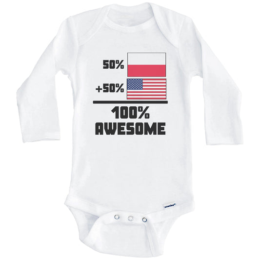 50% Polish 50% American 100% Awesome Funny Flag Baby Onesie (Long Sleeves)