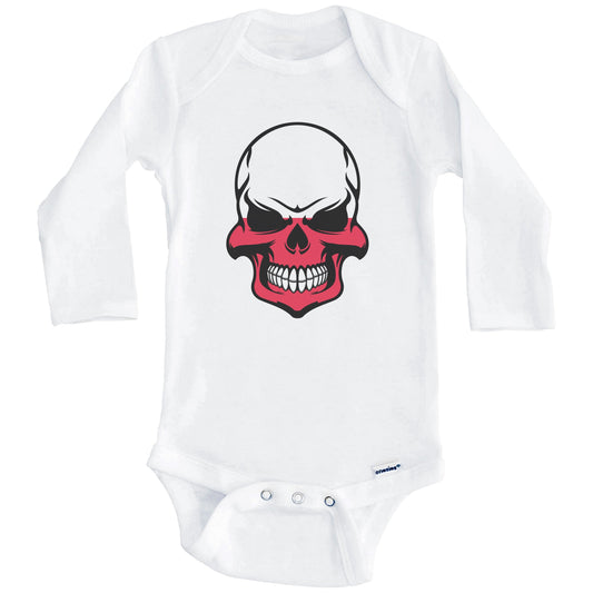 Polish Flag Skull Cool Poland Skull Baby Onesie (Long Sleeves)