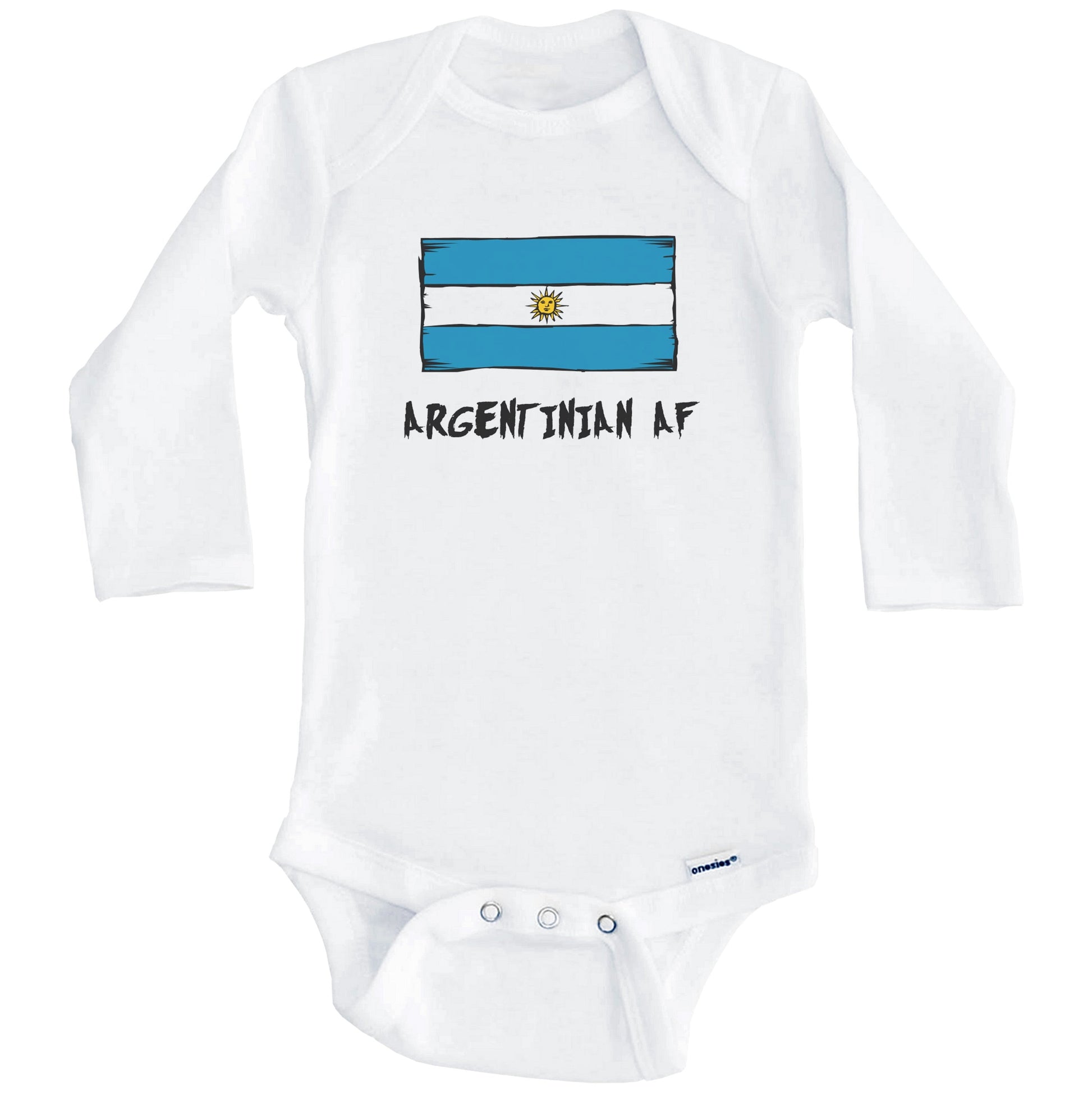 Argentinian AF Funny Argentina Flag Baby Onesie (Long Sleeves)