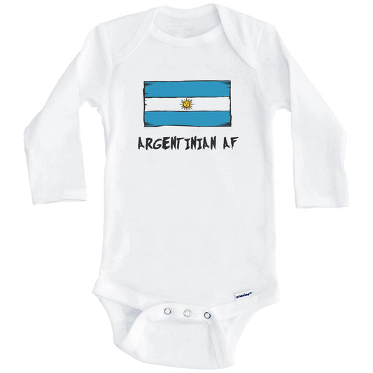 Argentinian AF Funny Argentina Flag Baby Onesie (Long Sleeves)