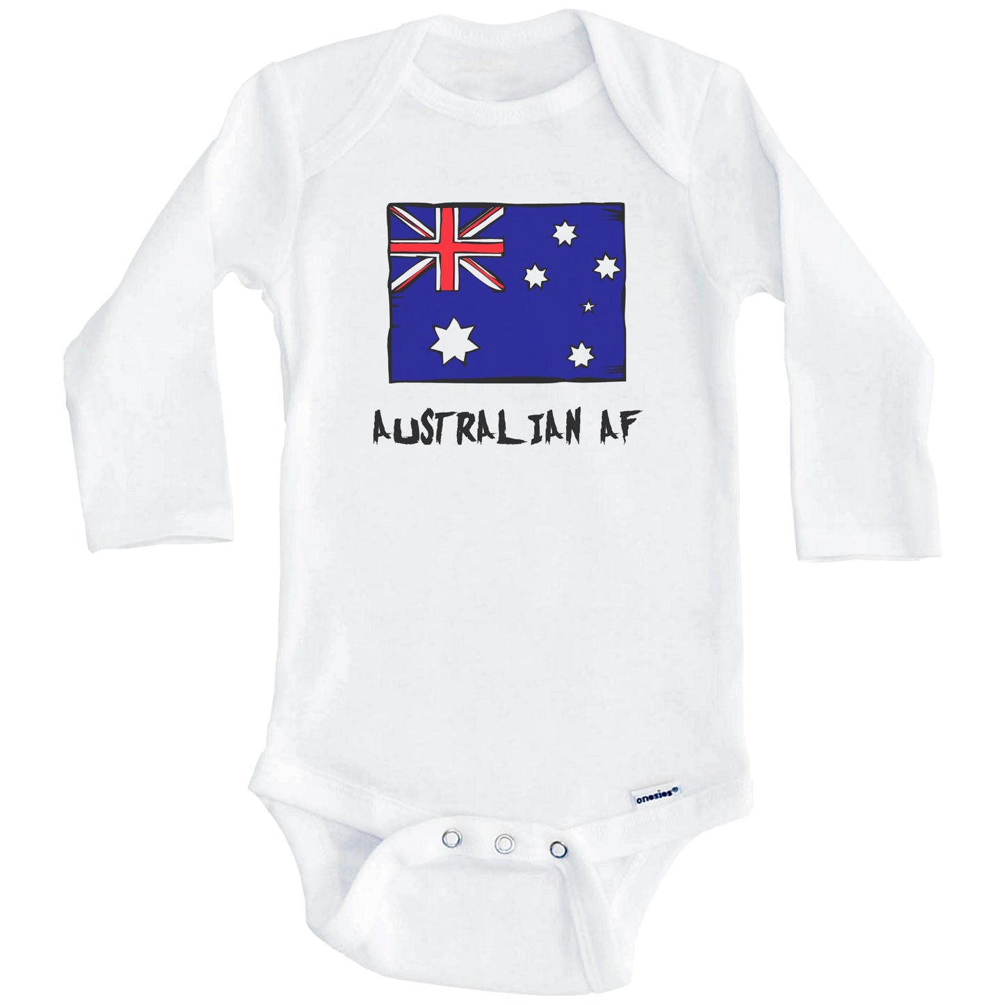 Australian AF Funny Australia Flag Baby Onesie (Long Sleeves)