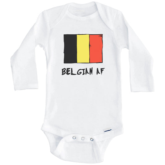 Belgian AF Funny Belgium Flag Baby Onesie (Long Sleeves)
