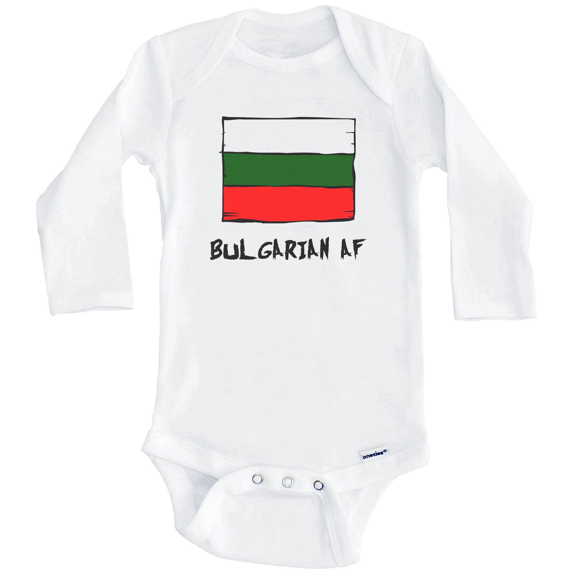 Bulgarian AF Funny Bulgaria Flag Baby Onesie (Long Sleeves)