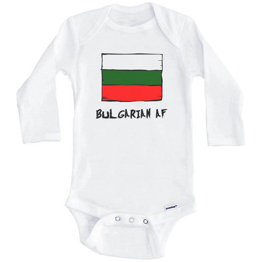 Bulgarian AF Funny Bulgaria Flag Baby Onesie (Long Sleeves)