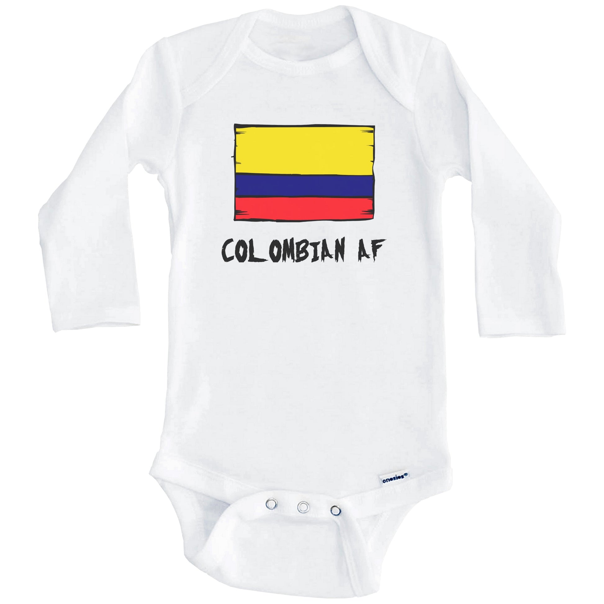 Colombian AF Funny Colombia Flag Baby Onesie (Long Sleeves)