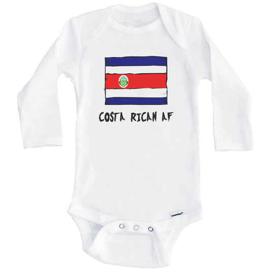 Costa Rican AF Funny Costa Rica Flag Baby Onesie (Long Sleeves)