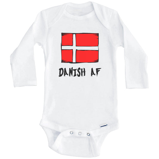 Danish AF Funny Denmark Flag Baby Onesie (Long Sleeves)