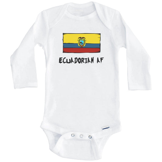 Ecuadorian AF Funny Ecuador Flag Baby Onesie (Long Sleeves)