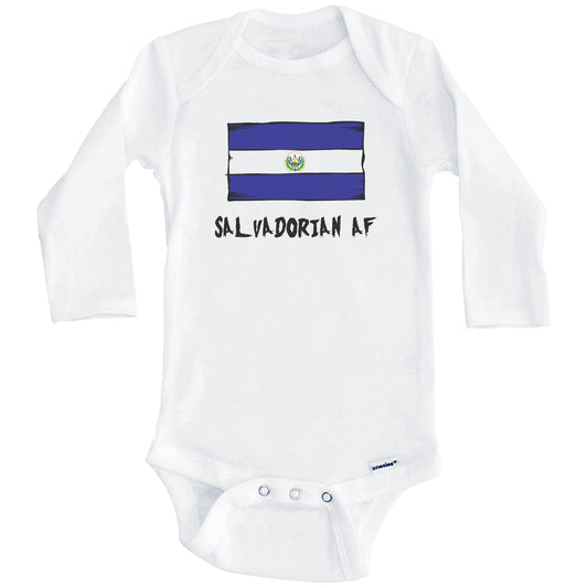El Salvadorian AF Funny El Salvador Flag Baby Onesie (Long Sleeves)